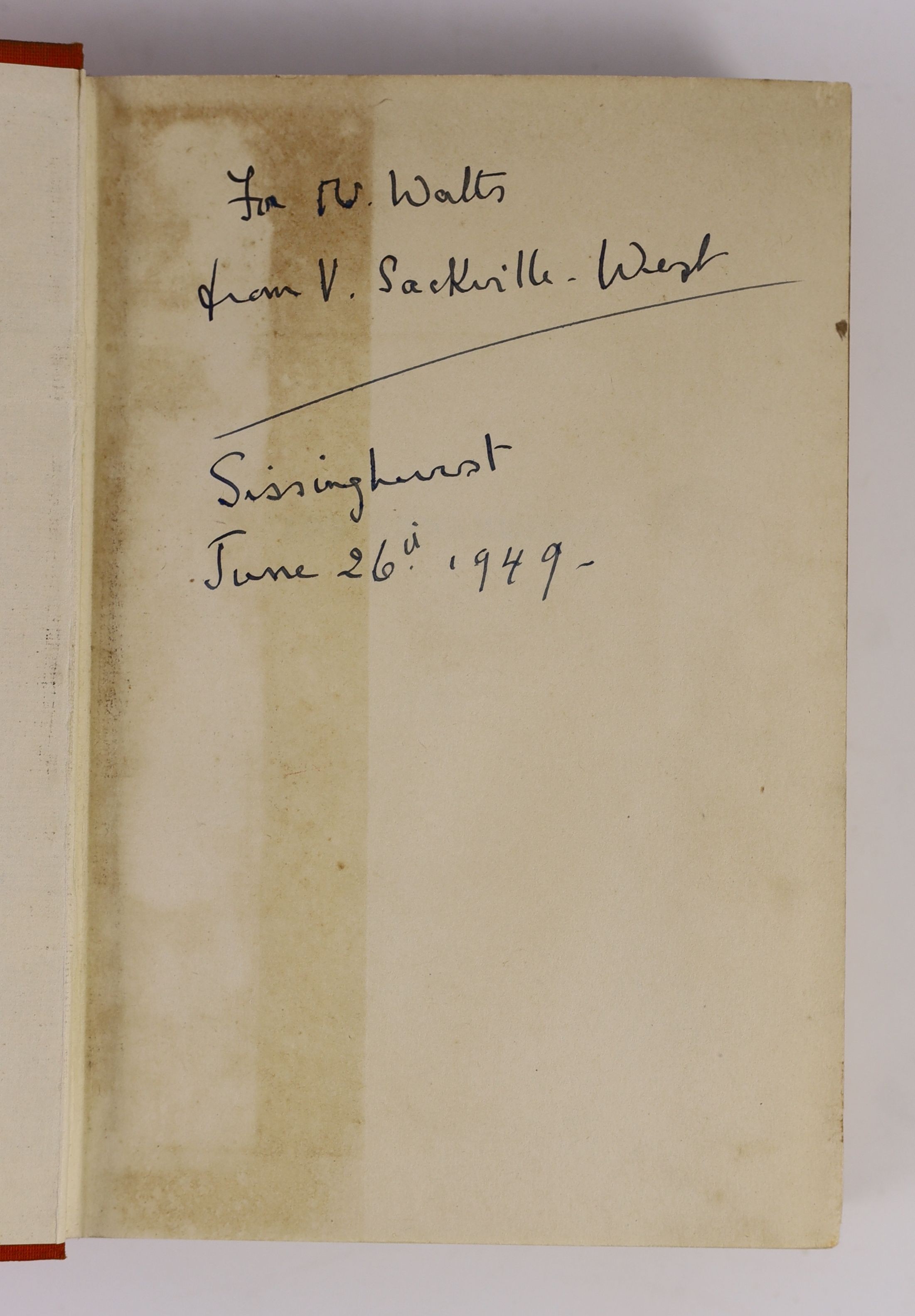 Sackville-West, Vita - The Edwardians, 1st edition, with authors presentation inscription, dated, Sisinghurst, June 26th 1949, 8vo, original orange cloth, The Hogarth Press, London, 1930